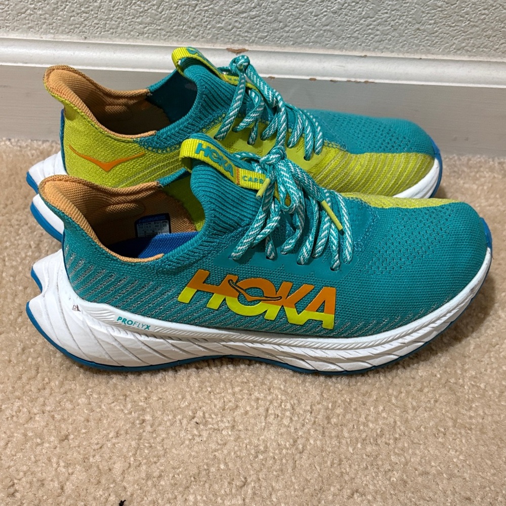 Hoka Teal and Lime Athletic Shoes - M Carbon XJ